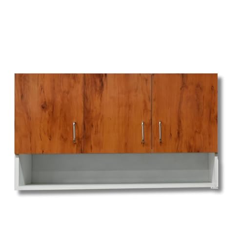 Image of Multipurpose Storage Cabinet & Adjustable Shelf Space Organizer Engineered Wood Termites Resistance Wall Mounted for Office, Kitchen, Bedroom (Cochwood Dark & Highland Pine, Door 3)