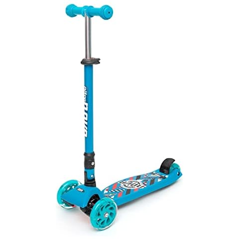 Little Kids Three Wheel Kick Scooter - Perfect for Children Aged 3+ - LED Light-Up Wheels, Foldable Design, Adjustable Handles & Lightweight Construction (BLUE) Cover