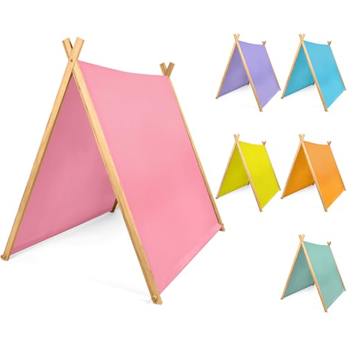 Wesnoy 6 Pack Teepee Tents Bulk, Sleepover Play Tents Washable Foldable Teepee Shelter for Indoor Outdoor Slumber Pajama Party (Colorful)
