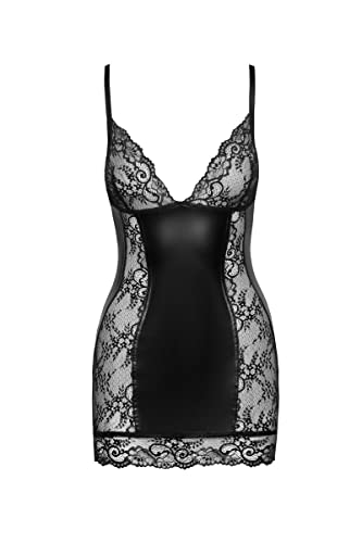 Robe courte F282 Noir Handmade effet mouillé pour vos soirées club