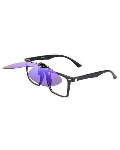 Image of JM Polarized Clip on Sunglasses Frameless Flip Up One Piece Shield Lens for Prescription Glasses