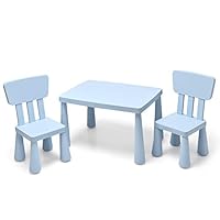 Maxmass Kids Activity Play Table & Chair Set, Children Multifunction Study Table with 2 Chairs, Kids Furniture Set for Drawing, Arts & Crafts and Snack Time (Blue)