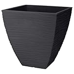 GEEZY Large Flower Pots - Waves Pattern - Anthracite, Square, Lightweight & Weatherproof – Indoor & Outdoor Use for Flowers & Plants - Large Garden Pots and Planters for Home, Patio & Garden