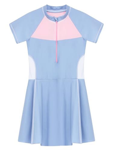 Kids Girls Swim Dress Short Sleeve Swimsuit Rash Guard Sport Bathing Suit UPF50+3