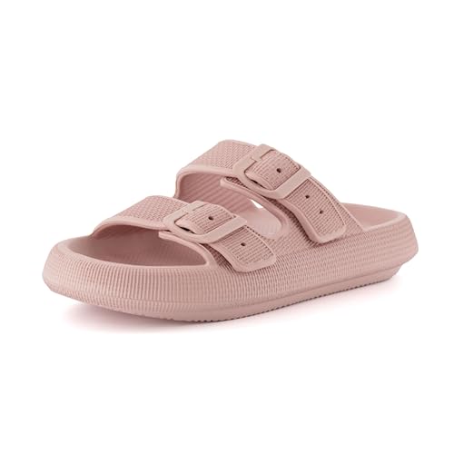 Qual o Melhor Chinelo Nuvem de 2025? Melhores Ranking 12 CUSHIONAIRE Women's Fame recovery cloud slide sandals with +Comfort, Pink 10