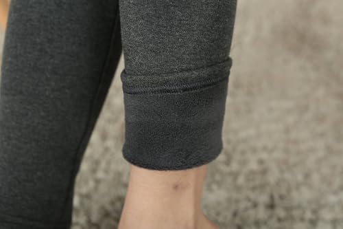 IRELIA 2 Pack Girls 100% Cotton Fleece Lined Warm Leggings for Winter BHG XS Black/Heather Gray - image 2