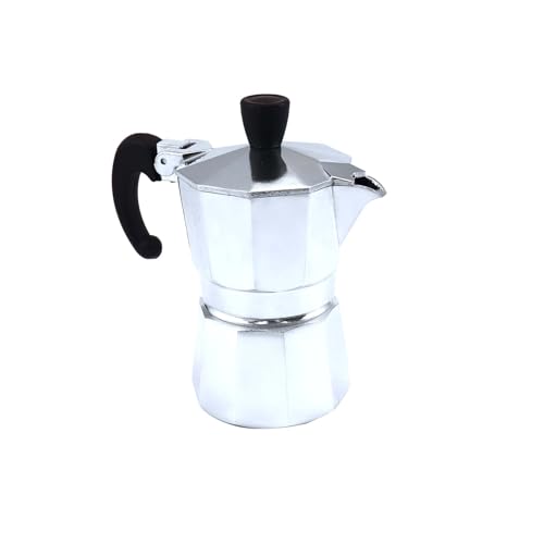 Fackelmann Caffettiera Moka da 1 tazza, per caffè aromatico ed intenso, realizzata in robusto alluminio, con beccuccio anti-goccia e manico ergonomico antiscottatura, Linea Easyprepare