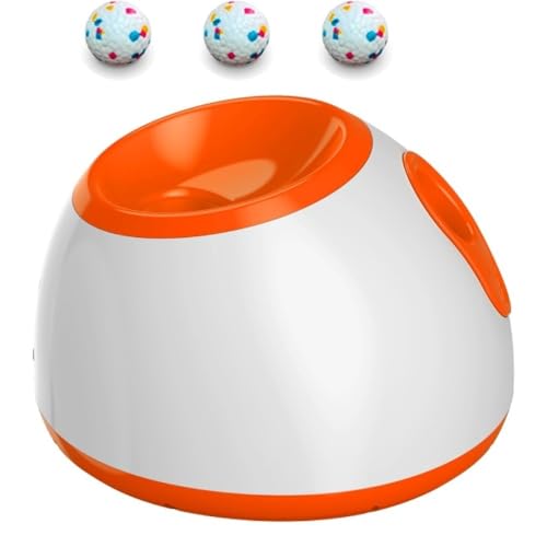 Fiyyugaペット用おもちゃ、犬用インタラクティブトレーニング報酬マシン、漏れるフードマシン、テニスボールマシン、フィーダー、ボールマシン、自動ボールランチャー、ゲーム (オレンジ色,26*27*20cm)
