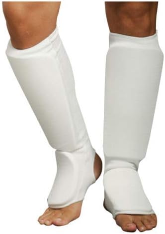 Cloth Shin & Instep Guard Taekwondo, Martial Arts, MMA Foot Protective Gear Protector for Sparring (Black/White; Child Small to Adult XL)