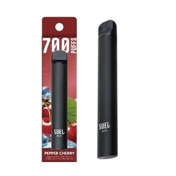 SUEL mini 電子タバコ 使い捨て VAPE 持ち運び シーシャ 水蒸気タバコ ベイプ 節煙 禁煙サポート ニコチンなし タールなし 正規品 (ペパーチェリー)