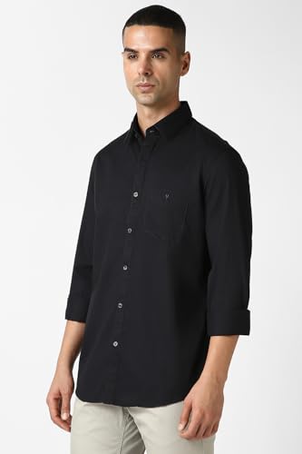 Image of Van Heusen Solid Casual Shirt for Men| Premium Cotton| Full Sleeves| Regular Fit |Breathable Fabric |