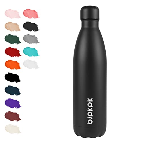 BJPKPK Stainless Steel Water Bottles -25oz/750ml -Insulated Water bottles,Sports water bottles Keep cold for 24 Hours and hot for 12 Hours,BPA Free kids water bottles-Midnight black