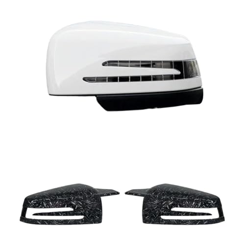 カーボンルックサイドウィングミラーカバー 2個 と互換性がある メルセデスベンツ W176 W246 W204 W212 W221 C117 X204 X156 サイドリアビューミラーキャップカバー対応(Forged Grain)