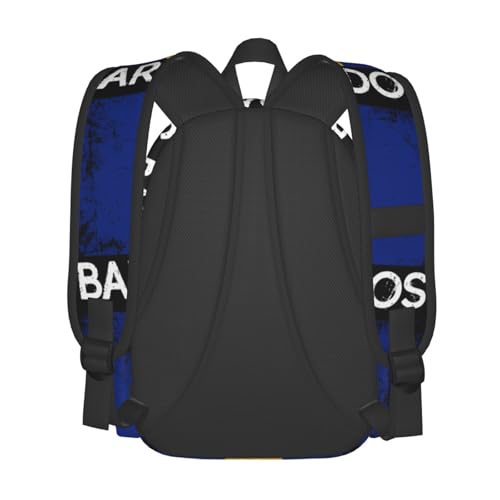 Vintage Barbadian Barbados Flag Laptop Commuter Backpack Shoulder Bag Casual Back Pack Daypack Bags With Side Pockets For Work Travel Daily Use3