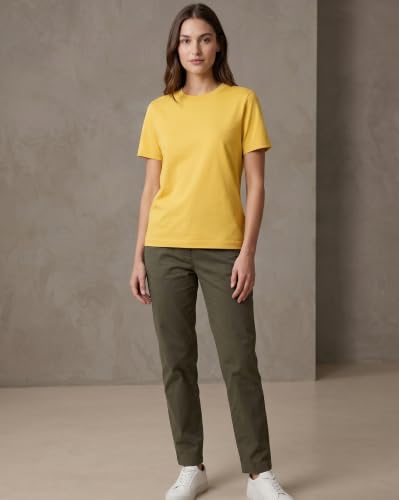Image of NOBERO 100% Cotton T-Shirts for Women Stylish | Regular Fit | Solid T Shirts for Women 180 GSM Combed Cotton | Crew Neck Half Sleeve