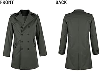 PASLTER Mens Trench Coat Notched Lapel Double Breasted Long Jacket Windbreaker Overcoat Pea Coat