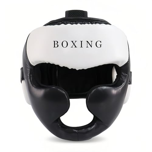 Fashowlife Leatherette Boxing Headgear, Training Sparring Safety Head Guard for Karate, Muay Thai...