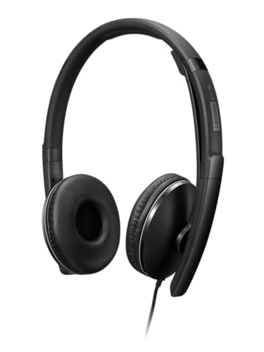 Image of Lenovo Wired ANC Headset Gen 2 (Teams) with Active Noise Cancellation, EPOS BrainAdapt & ActiveGard Tech, Lightweight, USB-C, Plug-and-Play, Zoom Certified, Customizable, Hearing Protection
