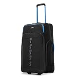 High Sierra Hi-Life 28-Inch Medium Wheeled Duffle - Features Smooth Rolling Wheels, WetPak Pockets, Stack-It Strap, Adjustable Handle, Fleece Pocket, Padded Laptop Sleeve, Expandable - Black/Blue