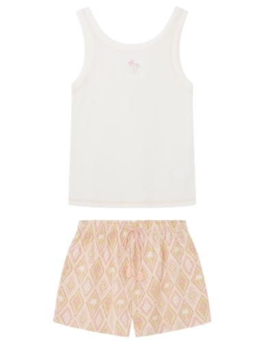 women'secret Pijama Tirantes Shorts Palmas, Juego de Pijama Mujer, Summer Ecru, XS