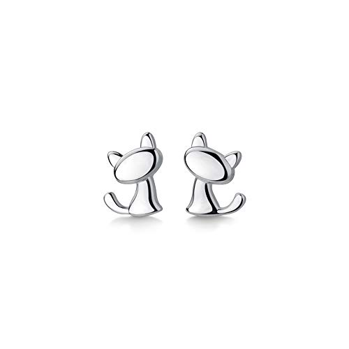 Cute Cat Stud Earrings S925 Sterling Silver Minimalist Lovely Pet Animal Tiny Cartilage Earring Ear Studs Piercing Hypoallergenic Jewelry Gifts for Women Girls