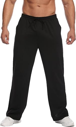 Athletic Men's Dri Power Fleece Open Bottom Sweatpants with Pockets, Relaxed Fit, Moisture Wicking-image-6