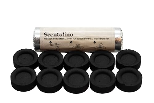 Scentolino Räucherkohle Tabletten 33mm 10 Stück Selbstzündend für Räucherpfanne und Weihrauchbrenner