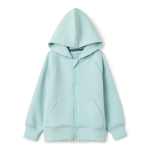 Amazon Essentials Active Boys' Active Sweat Relaxed-Fit Full Zip Hoodie, Light Blue, Small