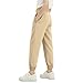 Girls Straight Leg Sweatpants High Waist Stretch Casual Sports Pant Pocket Fashion Elastic Cuffed Trousers (2-12 Years) Khaki