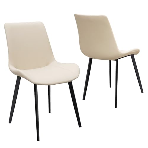Set of 2 Modern PU Leather Dining Chairs with Sturdy