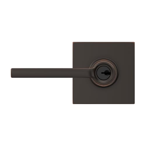 Image of SCHLAGE Latitude Keyed Entry Door Handle, Reversible, Aged Bronze | Keyed entry lever door handle with turn-button lock, Easy to install, Certified security & durability, Universal fit, 2 keys