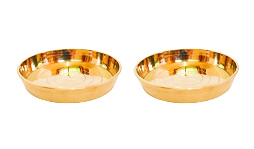 Image of Bhog /Prasad, Prasadam Brass Plate (Size 2.5 inch), Bowl Katori, Prashad Pital Thali for Pooja, Puja Items, Pooja Articles Small Size, Set of 2 (2, 2.5 inch)