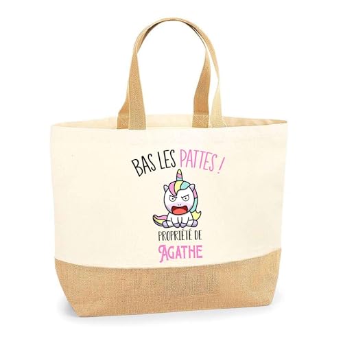 Cabas de plage licorne en jute pour vos sorties en famille
