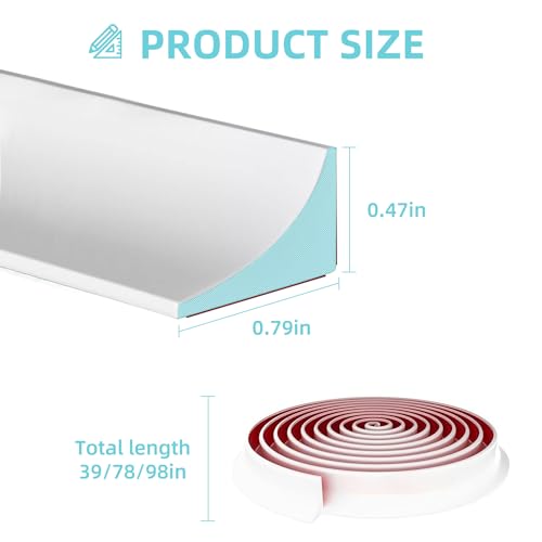 Image of Shower Threshold Water Dam,Walk in Shower Water Guard, Shower Dam Water Barrier Bathroom Sink Splash for Dry And Wet Separation Caulk Seal Strip Edge Trim (78Inch, White)