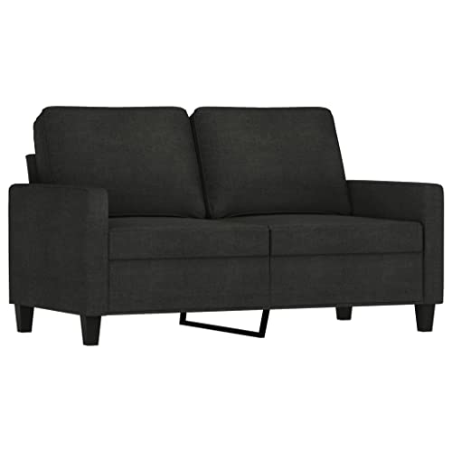 vidaXL Sofagarnitur 3-TLG., Sessel Couch mit Kissen, Sofa Wohnzimmersofa mit Armlehnen, Couchgarnitur Designsofa Sitzmöbel Polstermöbel, Schwarz Stoff – Bild 5