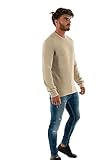 calvin klein jeans felpa uomo waffle senza cappuccio, beige (plaza taupe), xs