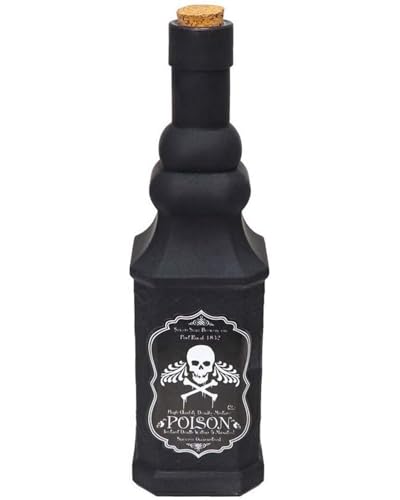 Bouteille en verre noire Halloween 21 cm - Noir