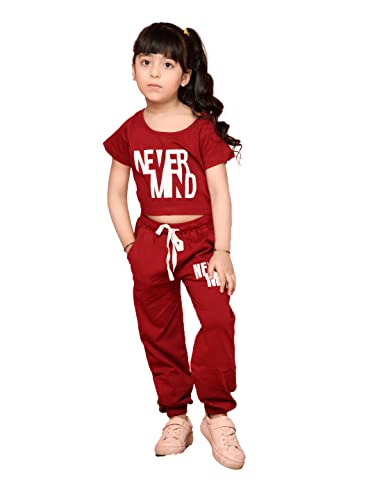 Image of LILPICKS Girls Boxy Fit Athleisure Co-ord set (Maroon)
