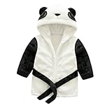 ORFOFE Bademantel Kapuzenhandtuch aus Saugfähigem Flanell mit Panda motiv Weicher Kinderbademantel für Mädchen und Jungen für Bad Strand und Pool Komfortabel und Wärmend