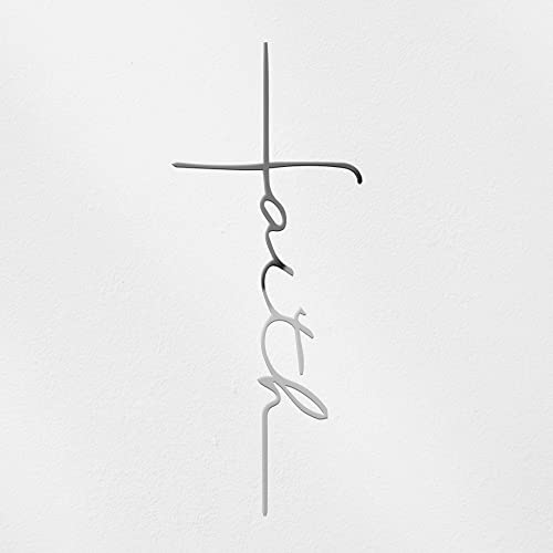 Angdest Faith Cross (Metallic Silver) (Set Of 2) Premium Waterproof Vinyl Decal Stickers For Laptop Phone Accessory Helmet Car Window Bumper Mug Tuber Cup Door Wall Decoration #TOP28