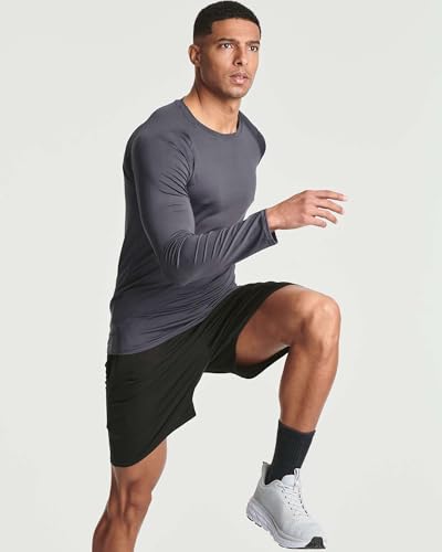 Image of Real Essentials 4 Pack: Men's Compression Long-Sleeve T-Shirt Athletic Cold Weather Baselayer (Available in Big & Tall)