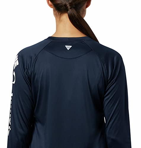 Columbia Pfg Women’s Tidal Tee Ii Long Sleeve Shirt, Breathable, Quick Drying, Collegiate Navy/White Logo, Xx-Large #TOP3