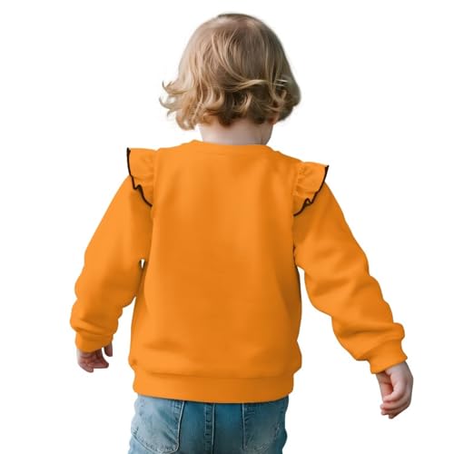 Long Sleeve Sweatshirt for Girls 1-8T Ruffle Shoulders Hoodie for Kids Soft Comfy Tops for Toddler Crewneck Top3