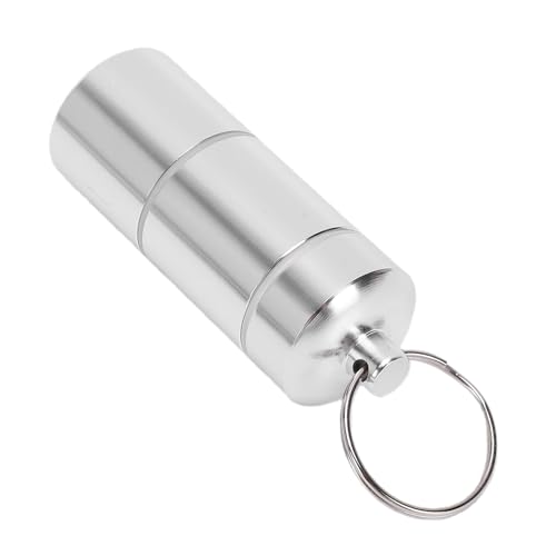 Blaihild Tubo de Supervivencia de Metal de 2 Compartimentos, Impermeable, Hermético, Pastillero de Aleación de Aluminio con Cordón de Silbato, para Mochileros, Preparación para Emergencias, Kit de