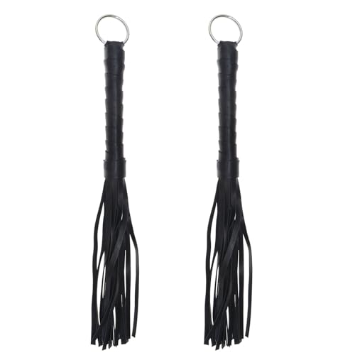 VGOL 2pcs Horse Whip Black Faux Leather Horse Whip Faux Leather H...
