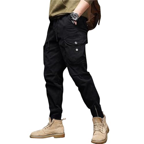 uxxnjfg Compra Online, Pantalón Cargo Hombre Trekking Cargo Tallas Grandes Pantalones Camuflaje Tacticos Militar Pantalón con Bolsillos Elasticos Ropa De Caza para Hombre Negro XXL