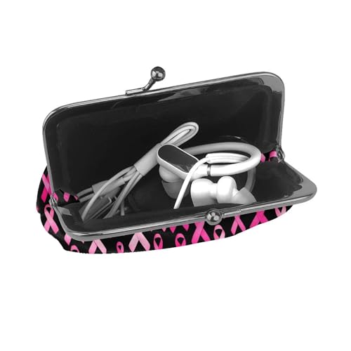 Breast cancer awareness ribbons pink (3) Coin Purses Vintage Pouch Kiss-Lock Change Purse Wallets4