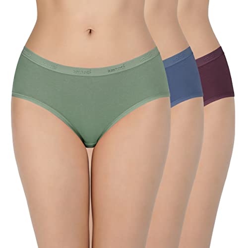 Image of Amante Solid Cotton Low Rise Hipster Panty Pack(Pack of 3)