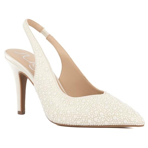 Sugar Women’s Rhinestone Slingback Heels – Sparkly Pointed Toe Stiletto Pumps for Wedding, Party, Evening & Formal Dress Shoes