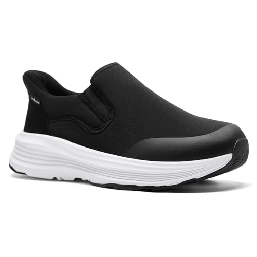 OrthoComfoot Men's Orthopedic Slip On Loafers: Comfortable Casual Arch Support Plantar Fasciitis Walking Shoes, Standing Work Orthotic Thick Sole Shoes for Foot and Heel Pain Relief